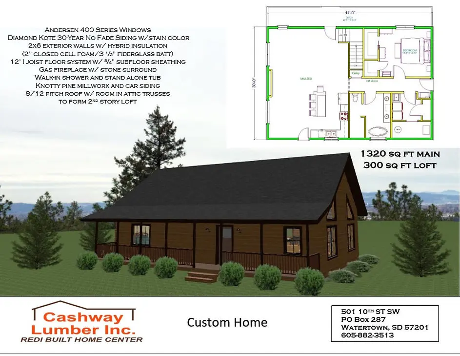 Custom Redi-Built home in Watertown SD with 1,320-square-foot floor plan and loft