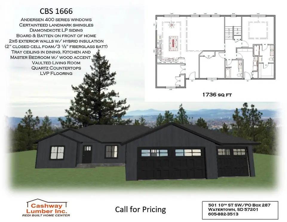 CBS 1666 Redi-Built home in Watertown SD with 1,736-square-foot floor plan