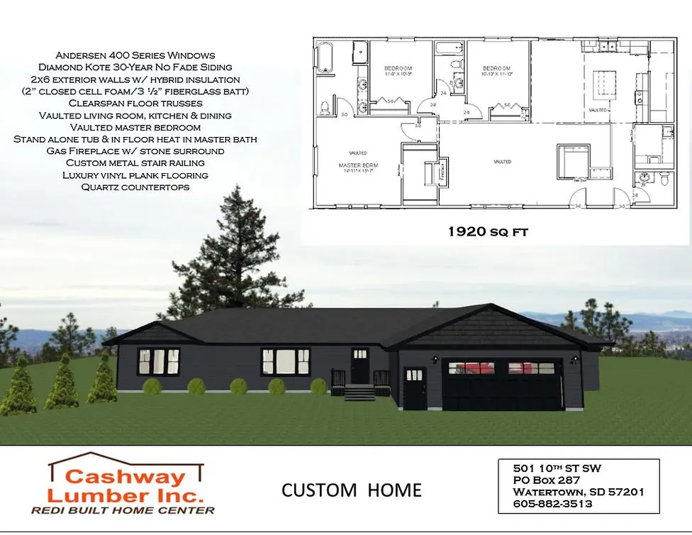 1,920-square-foot custom Redi-Built home floor plan in Watertown, SD